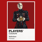 Hellraiser Pinhead and the Cenobites emerging around the opened Lament Configuration Icon Frame artwork in red