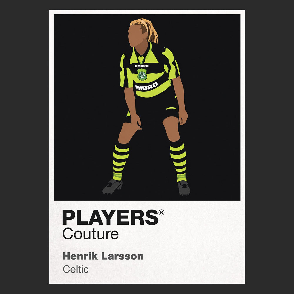 Henrik Larsson Celtic away Icon Frame artwork in black