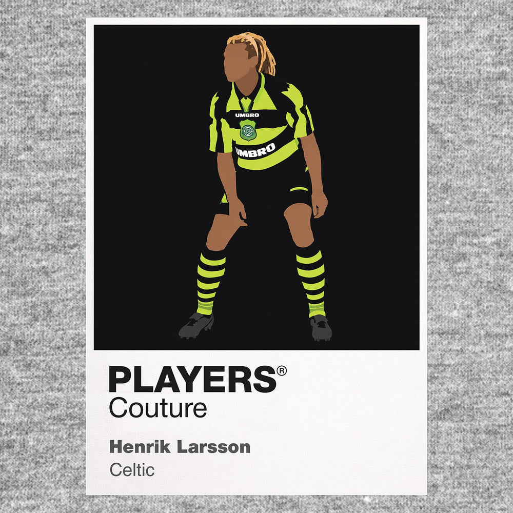 Henrik Larsson Celtic away Icon Frame artwork in grey