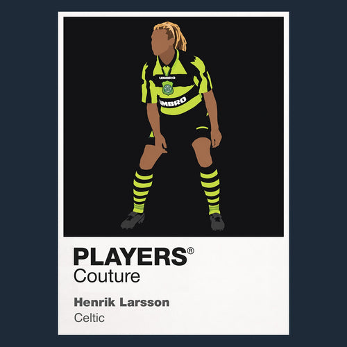 Henrik Larsson Celtic away Icon Frame artwork in navy