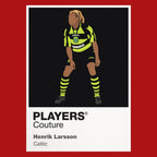 Henrik Larsson Celtic away Icon Frame artwork in red