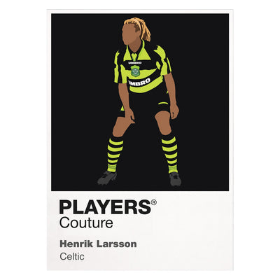 Henrik Larsson Celtic away Icon Frame artwork on white