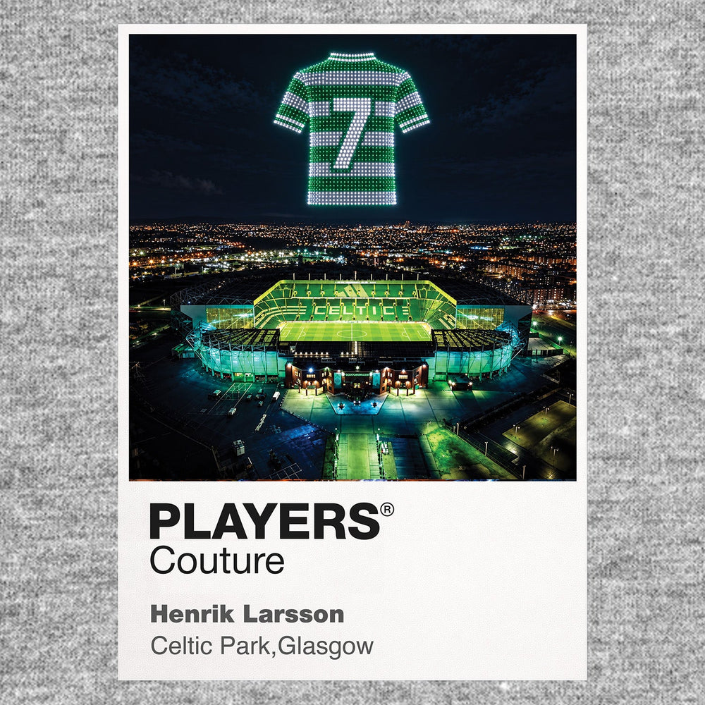 Henrik Larsson Celtic number 7 Icons in Lights Frame artwork in grey