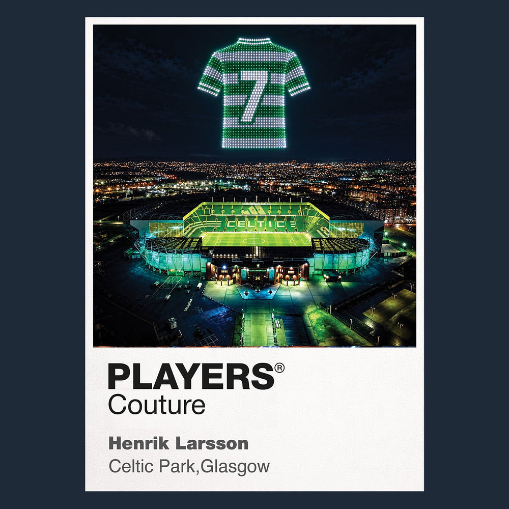 Henrik Larsson Celtic number 7 Icons in Lights Frame artwork in navy