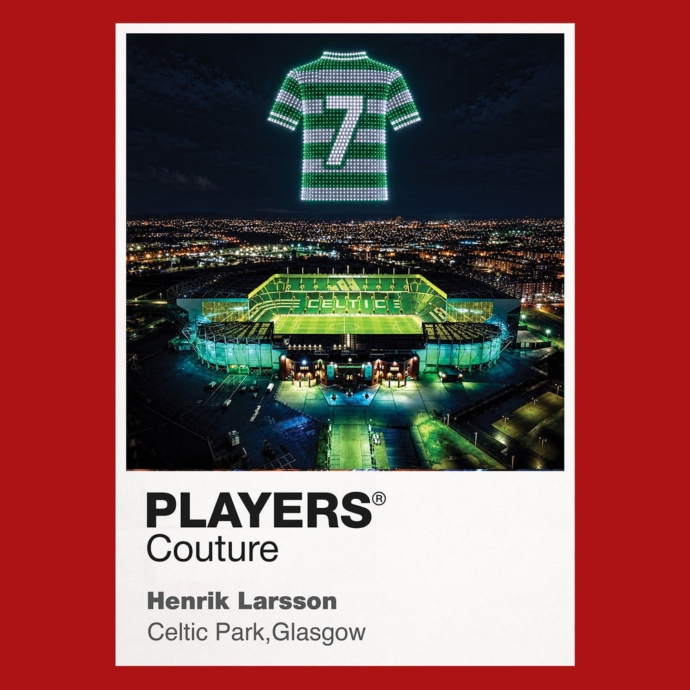 Henrik Larsson Celtic number 7 Icons in Lights Frame artwork in red