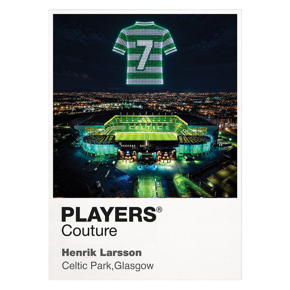 Henrik Larsson Celtic number 7 Icons in Lights Frame artwork in white