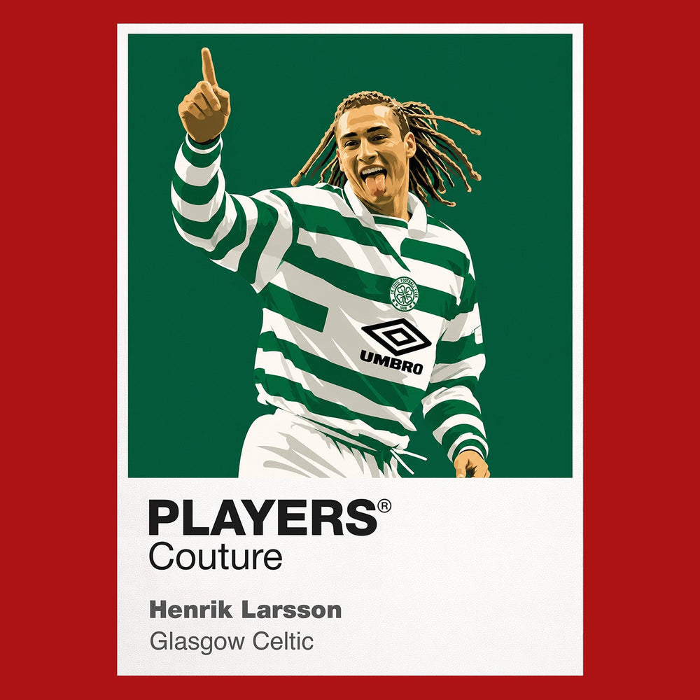 Henrik Larsson Glasgow Celtic Icon Frame Men's Hoodie — Red Artwork