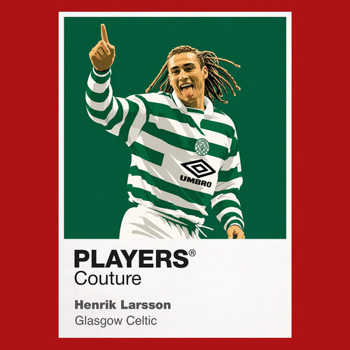Henrik Larsson Glasgow Celtic Icon Frame Men's Hoodie — Red Artwork