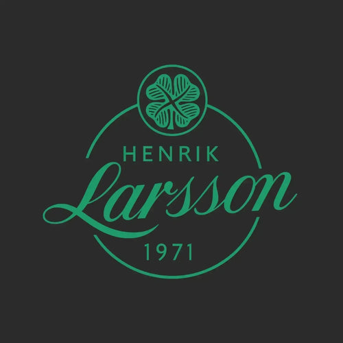 Henrik Larsson Logo Men's T-Shirt – black close-up detail shot of the Henrik Larsson Players Couture logo design