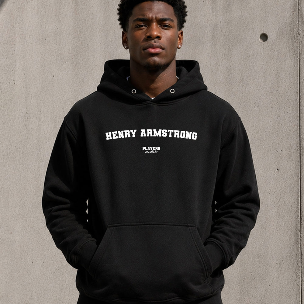 henry-armstrong name-print hoodie - black