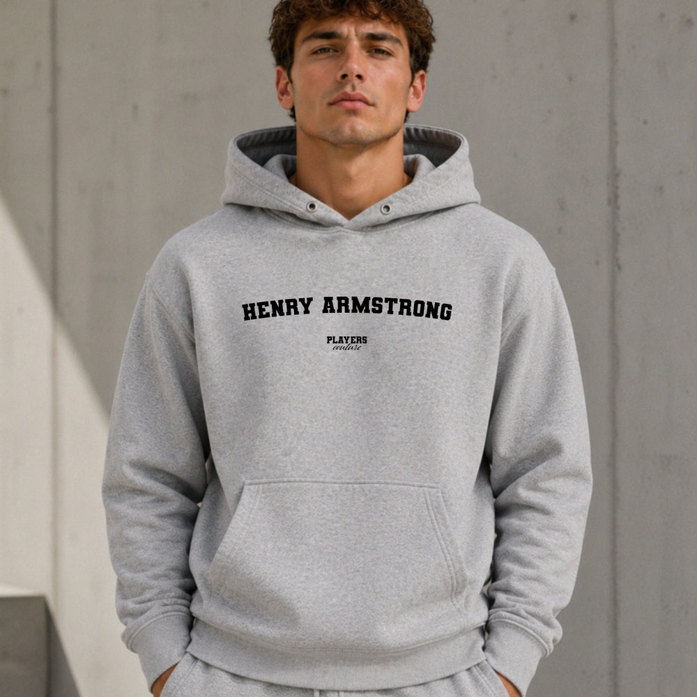 henry-armstrong name-print hoodie - grey