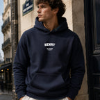 henry name-print hoodie - navy