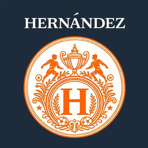 Hernandez Logo Men's T-Shirt – navy close-up detail shot of the Hernandez Players Couture logo design