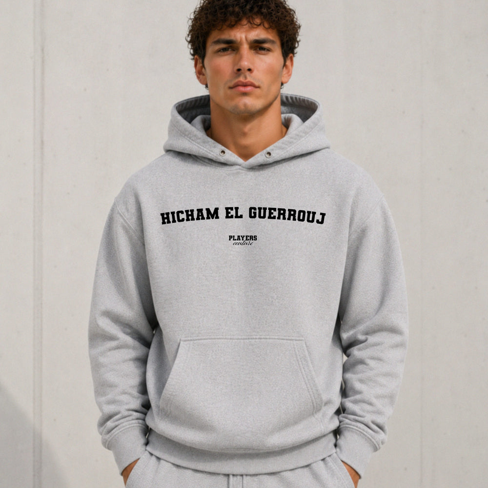 hicham-el-guerrouj name-print hoodie - grey