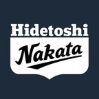 Hidetoshi Nakata Logo Men's Hoodie – navy close-up detail shot of the Hidetoshi Nakata Players Couture logo design