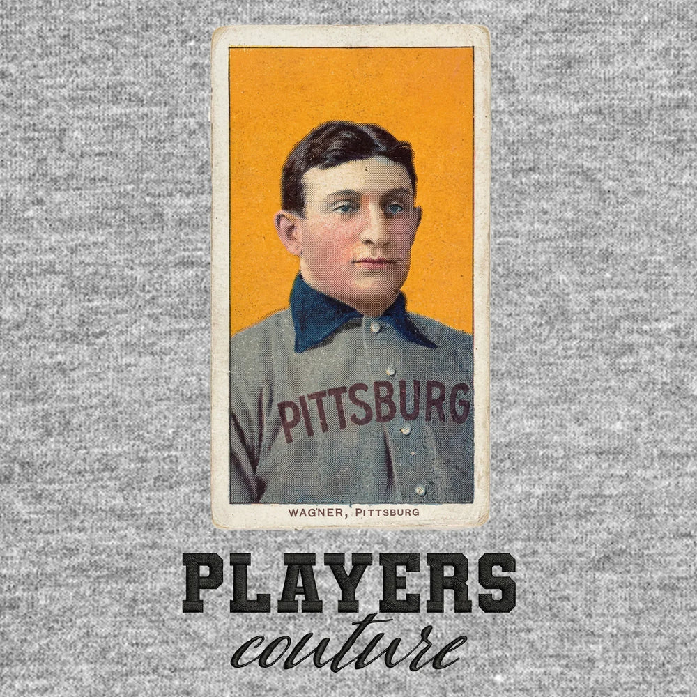 Honus Wagner Badge Men's Hoodie – black close-up detail shot of the Honus Wagner Players Couture logo design