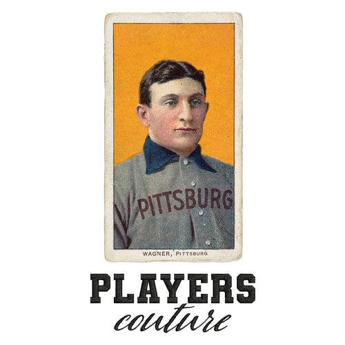 Honus Wagner Badge Men's Hoodie – black close-up detail shot of the Honus Wagner Players Couture logo design
