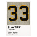 Honus Wagner 33 Jersey Frame Men's T-Shirt – white close-up detail shot of the Honus Wagner Players Couture logo design