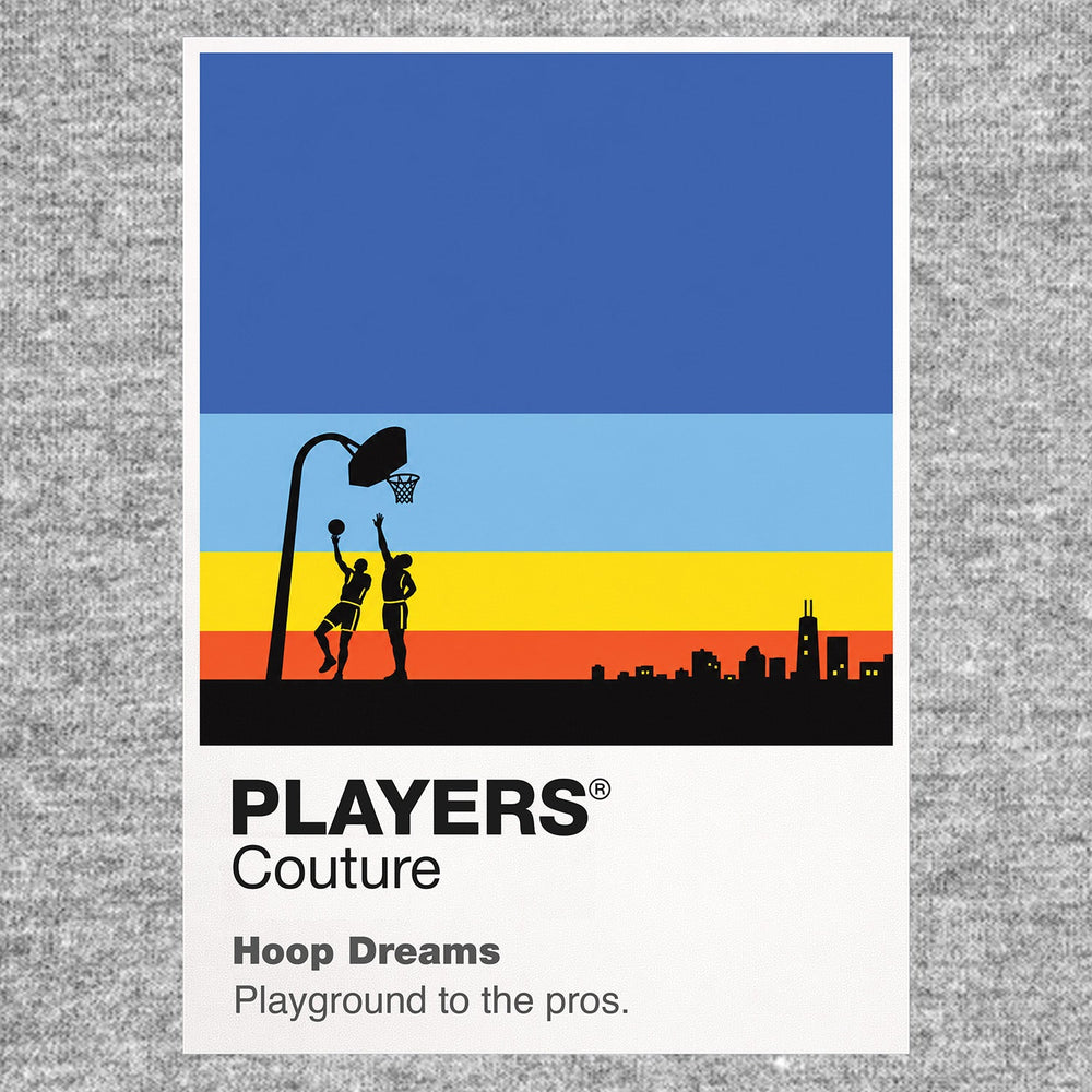 Hoop Dreams William Gates and Arthur Agee on Chicago basketball courts pursuing the same professional dream through different pressures Icon Frame artwork in grey