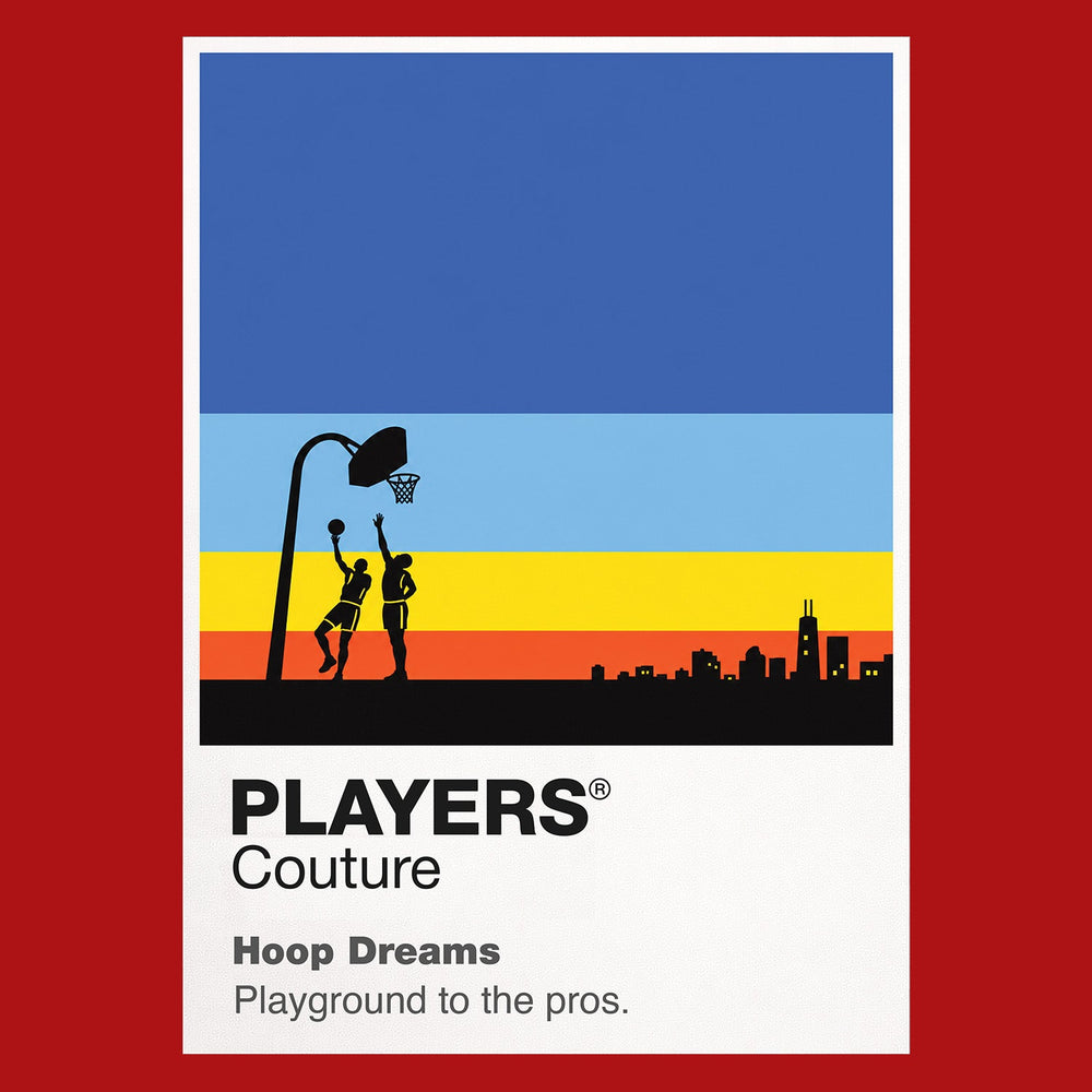 Hoop Dreams William Gates and Arthur Agee on Chicago basketball courts pursuing the same professional dream through different pressures Icon Frame artwork in red