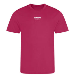 Essentials Collection t-shirt – pink men's t-shirt with black Essentials Collection letters and Players Couture logo on the