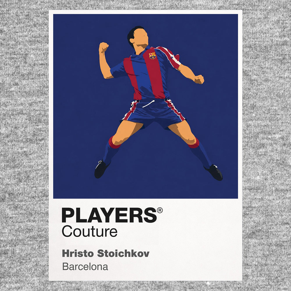 Hristo Stoichkov Barcelona Icon Frame Men's Hoodie — Gray Artwork
