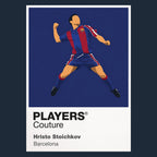 Hristo Stoichkov Barcelona Icon Frame Men's Hoodie — Navy Artwork