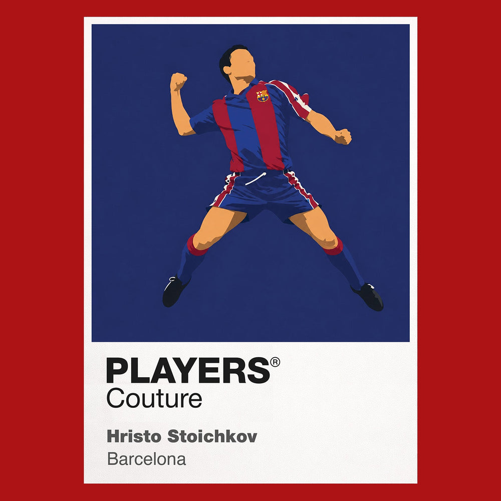 Hristo Stoichkov Barcelona Icon Frame Men's Hoodie — Red Artwork