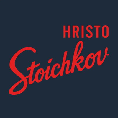 Hristo Stoichkov Logo Men's Hoodie – navy close-up detail shot of the Hristo Stoichkov Players Couture logo design