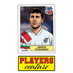 Hristo Stoichkov World Cup Sticker Men's T-Shirt – close-up detail shot of the Hristo Stoichkov World Cup Players Couture