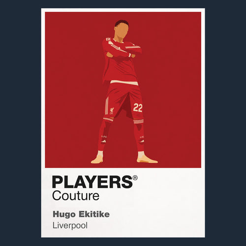 Hugo Ekitike Liverpool Icon Frame Men's Hoodie — Navy Artwork