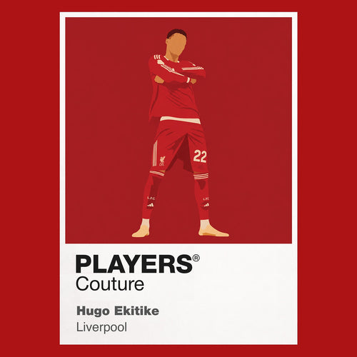 Hugo Ekitike Liverpool Icon Frame Men's Hoodie — Red Artwork