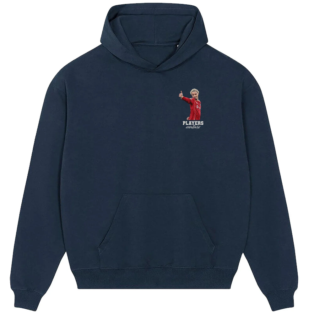 Hugo Ekitike hoodie – white men's hoodie featuring the Hugo Ekitike Players Couture logo