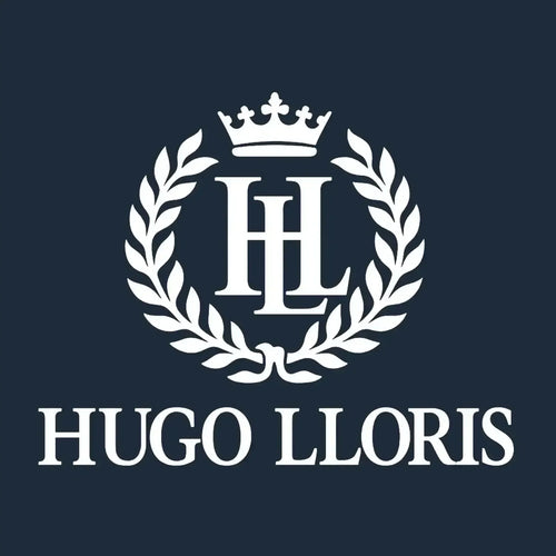 Hugo Lloris Logo Men's Hoodie – navy close-up detail shot of the Hugo Lloris Players Couture logo design