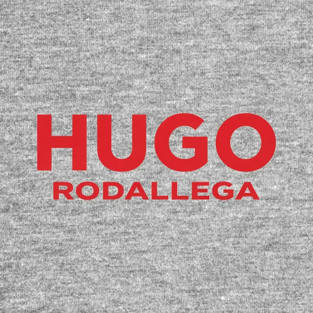 Hugo Rodallega Logo Men's Hoodie – grey close-up detail shot of the Hugo Rodallega Players Couture logo design