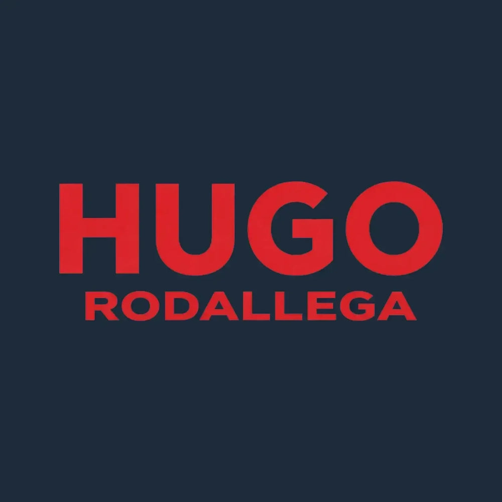 Hugo Rodallega Logo Men's Hoodie – navy close-up detail shot of the Hugo Rodallega Players Couture logo design