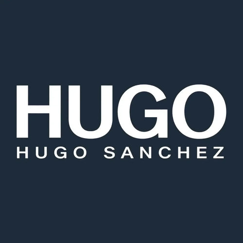 Hugo Sanchez Logo Men's T-Shirt – navy close-up detail shot of the Hugo Sanchez Players Couture logo design