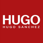 Hugo Sanchez Logo Men's T-Shirt – red close-up detail shot of the Hugo Sanchez Players Couture logo design