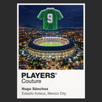 Hugo Sanchez Mexico number 9 Icons in Lights Frame artwork in black