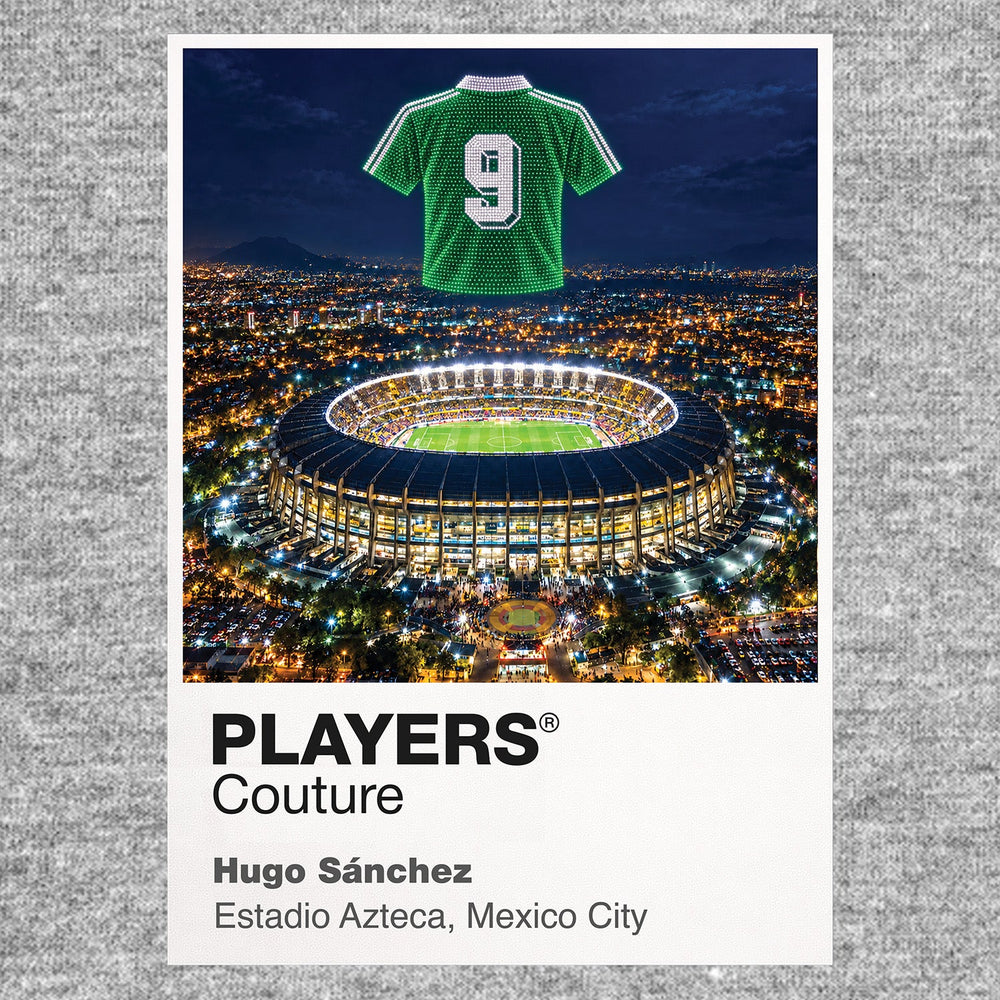 Hugo Sanchez Mexico number 9 Icons in Lights Frame artwork in grey