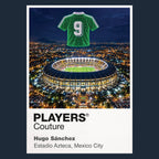 Hugo Sanchez Mexico number 9 Icons in Lights Frame artwork in navy