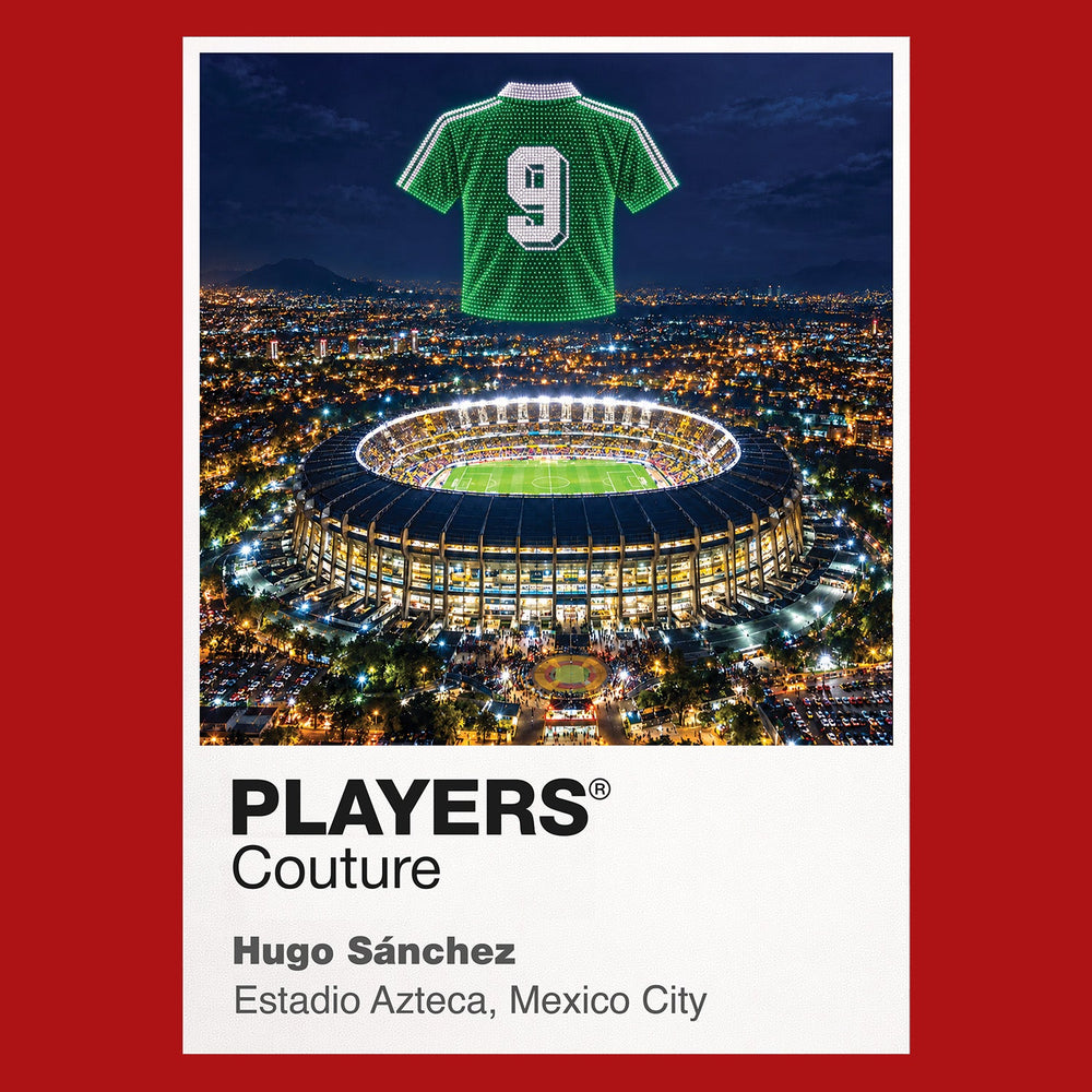 Hugo Sanchez Mexico number 9 Icons in Lights Frame artwork in red