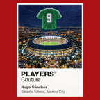 Hugo Sanchez Mexico number 9 Icons in Lights Frame artwork in red