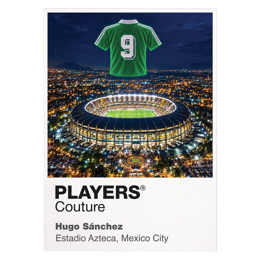 Hugo Sanchez Mexico number 9 Icons in Lights Frame artwork in white
