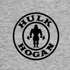 Hulk Hogan Logo Men's Hoodie – grey close-up detail shot of the Hulk Hogan Players Couture logo design