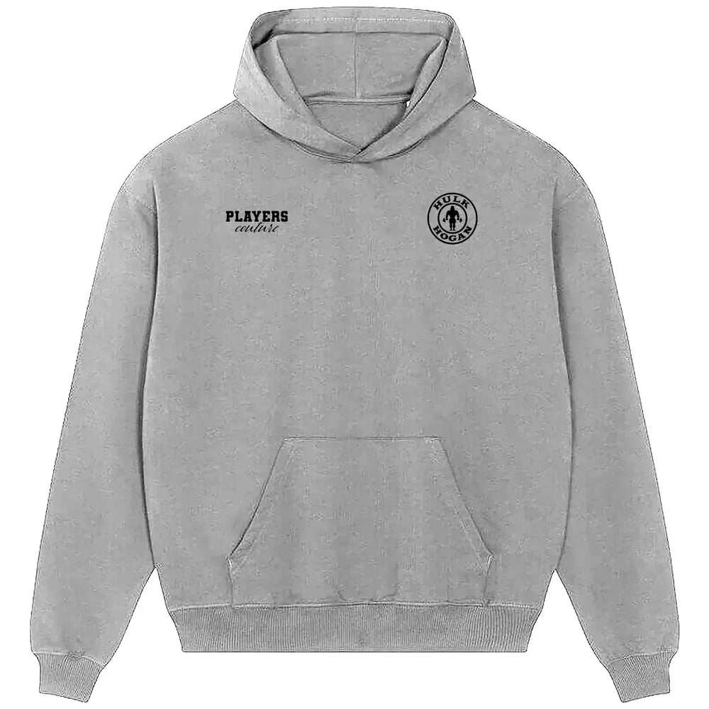 Hulk Hogan hoodie – grey men's hoodie featuring the Hulk Hogan Players Couture logo