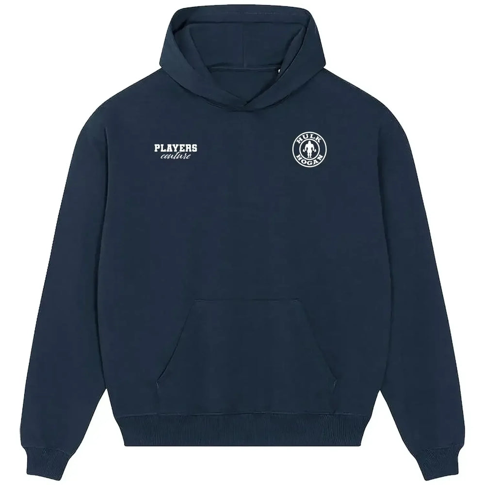 Hulk Hogan hoodie – navy men's hoodie featuring the Hulk Hogan Players Couture logo