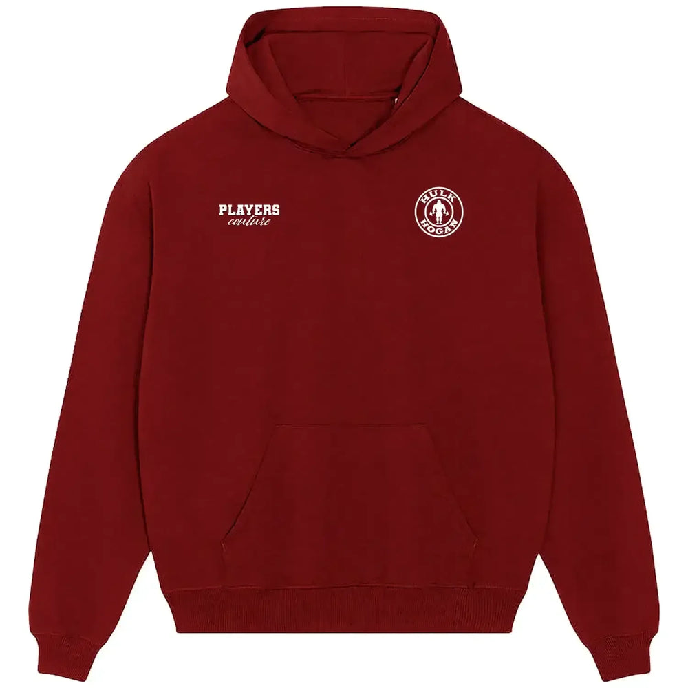 Hulk Hogan hoodie – red men's hoodie featuring the Hulk Hogan Players Couture logo