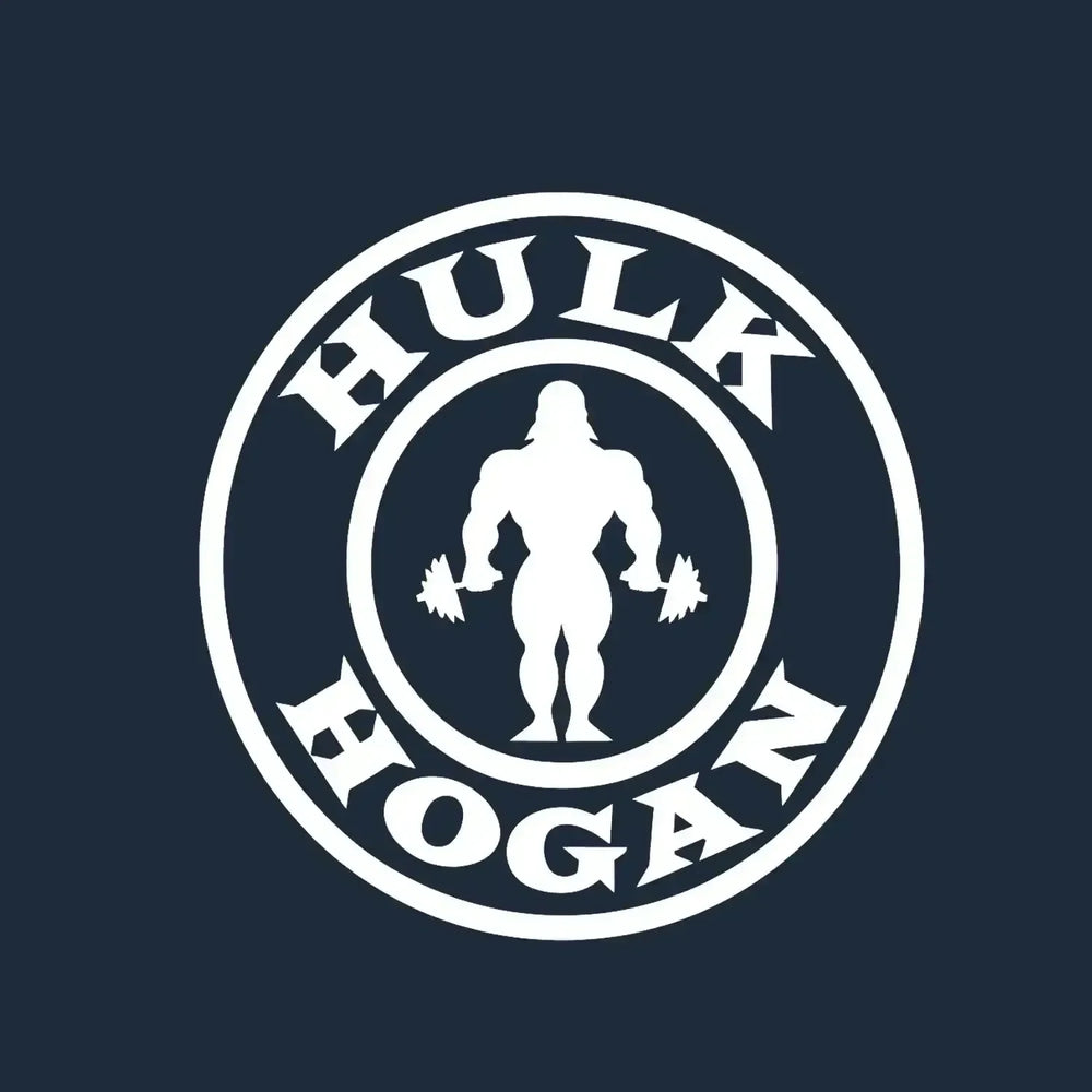 Hulk Hogan Logo Men's Hoodie – navy close-up detail shot of the Hulk Hogan Players Couture logo design