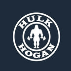 Hulk Hogan Logo Men's Hoodie – navy close-up detail shot of the Hulk Hogan Players Couture logo design